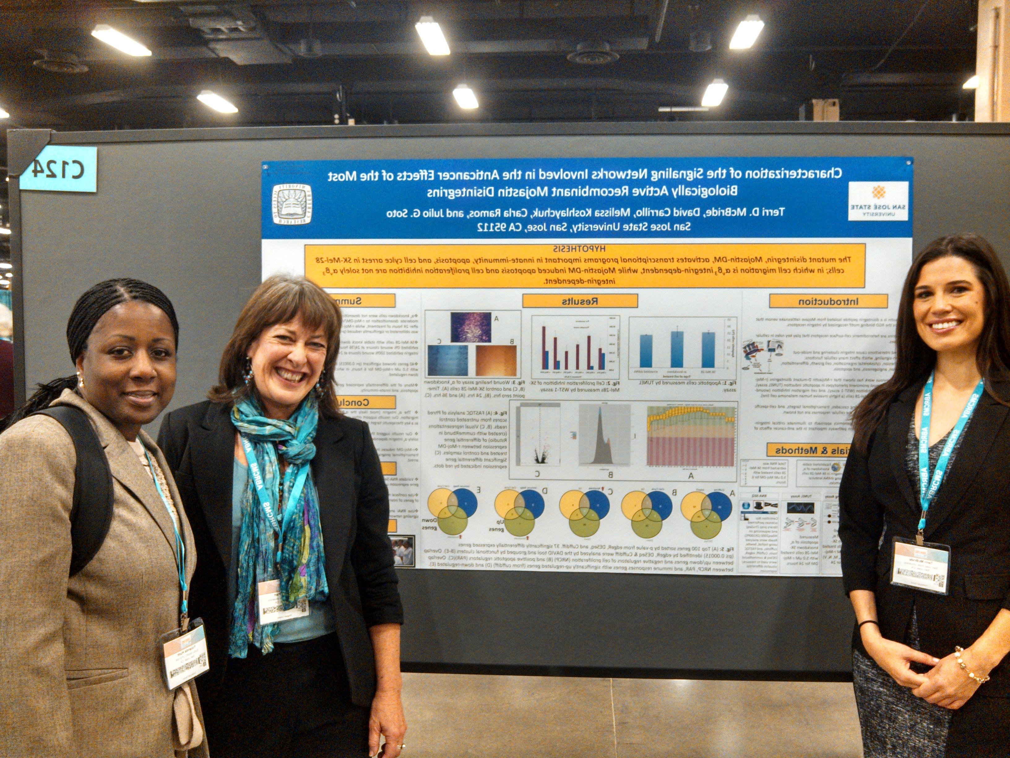 Students in front of a poster at the ABRCMS Conference